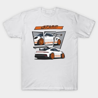 car 911 gt3 rs racing edition detail white orange T-Shirt